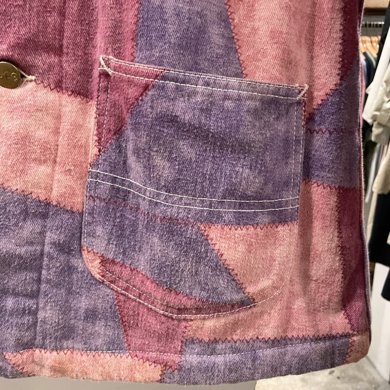 【美品】70s Lee プリントパッチワーク柄 ボア カバーオール 70's Lee Outerwear パッチワークボアカバーオール ジャケット