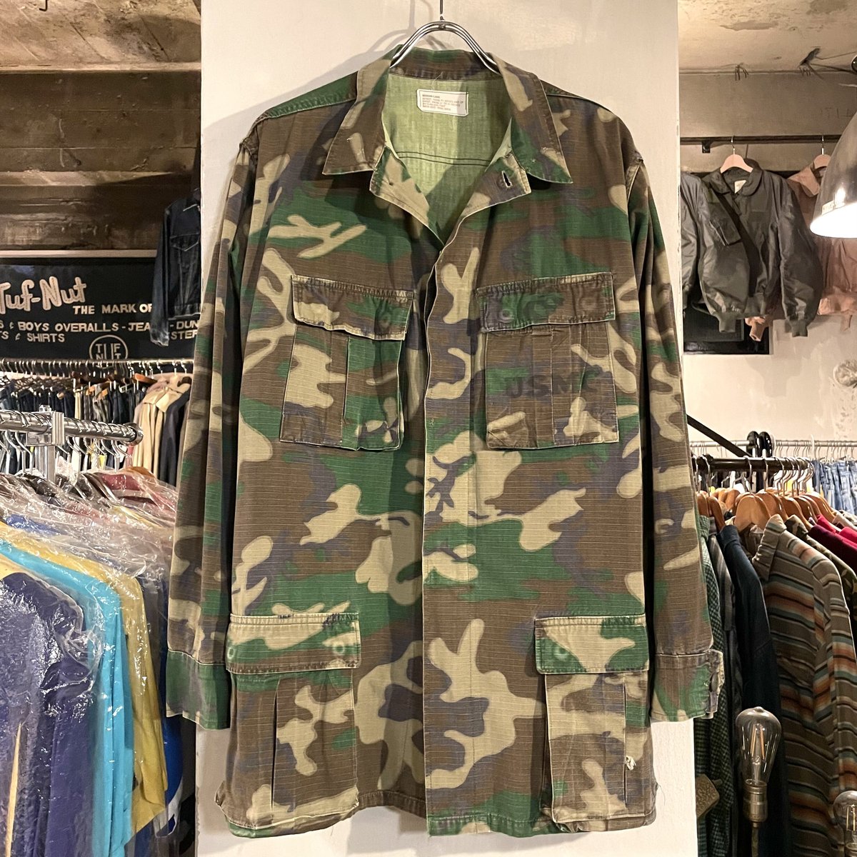 70s 米軍 LC-1 RDF リーフカモ 迷彩 BDUジャケット S77b 70s USMC LC-1 リーフカモ BDUジャケット RDFパターン迷彩 DPSC