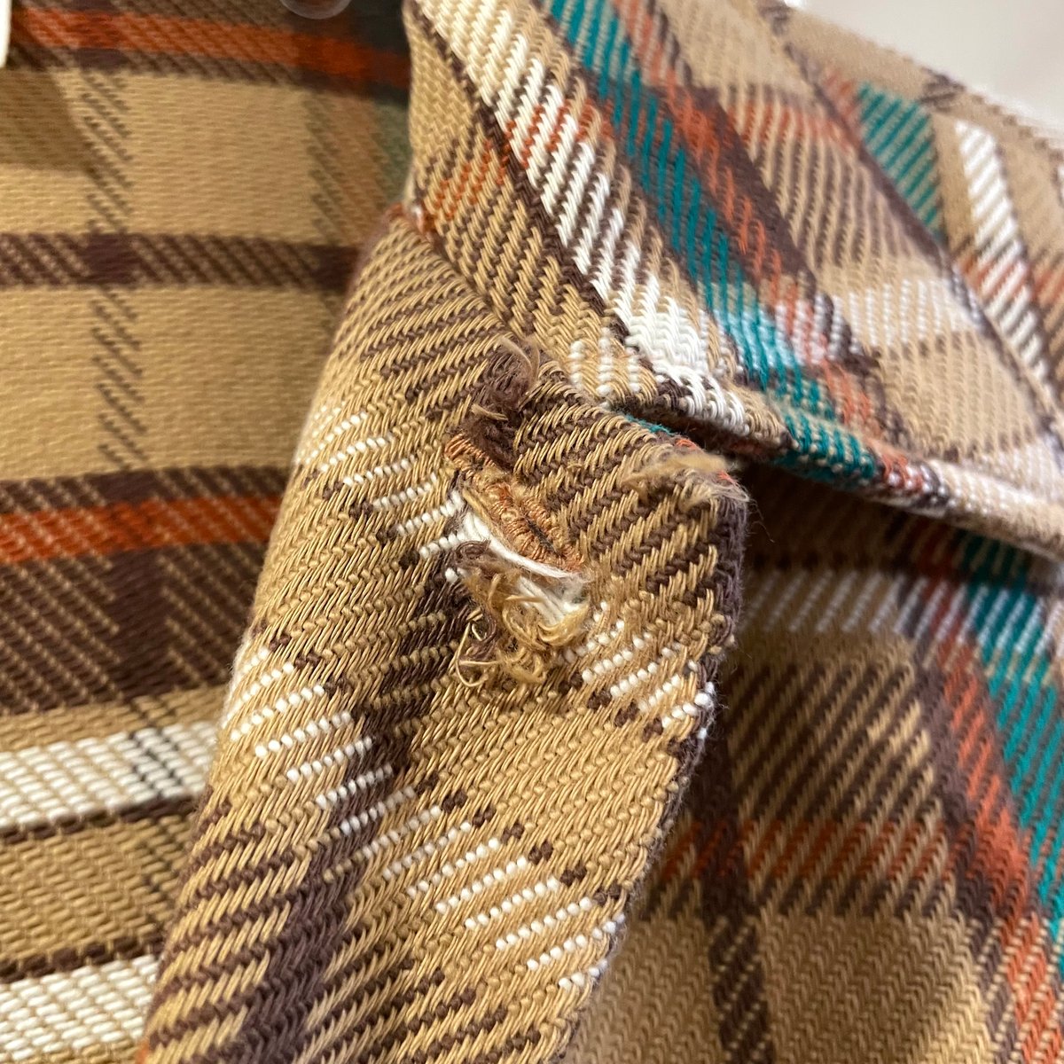 70s Sears KINGS ROAD L/S ネルシャツ USA製 コットンシャツ シアー