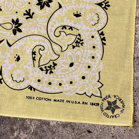 Bandana　ヴィンテージバンダナ　レモンイエロー　USA製　新品　(S0306)