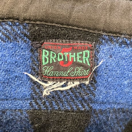 FIVE BROTHER　ハーフジップウールシャツ　チンストラップ マチ付き　WALDES KOVER 片ツメZIP 　バッファローチェック　UNION MADE　40s　(S0856)