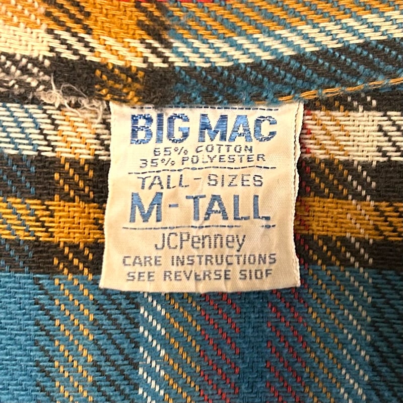 70s BIG MAC L/S ネルシャツ Size M 単色タグ ビッグマック (S4614