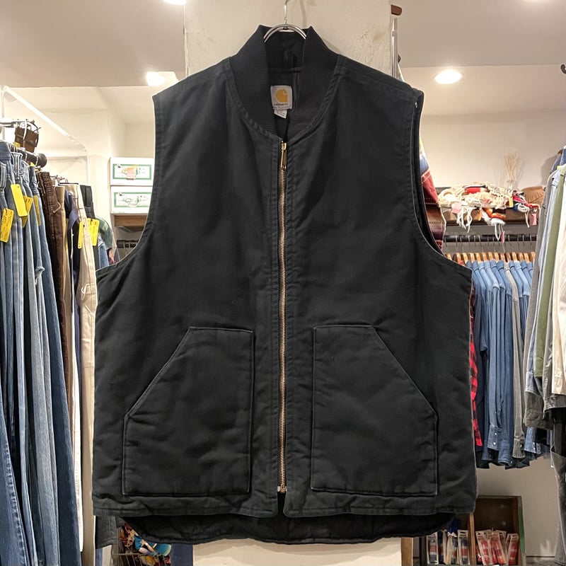 Carhartt ダック地 ベスト ブラック カーハート ダック XL TALLサイズ