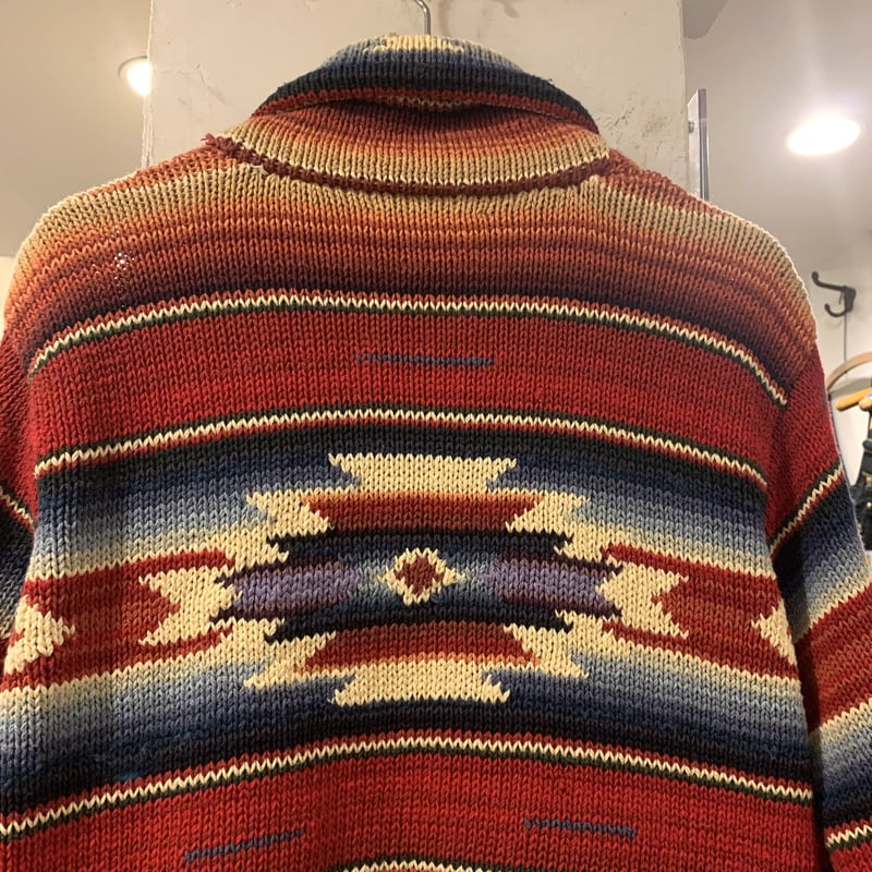 LAUREN Ralph Lauren ネイティブ柄 ショールカラーニット LAUREN Ralph Lauren ネイティブ柄 ショールカラーニット