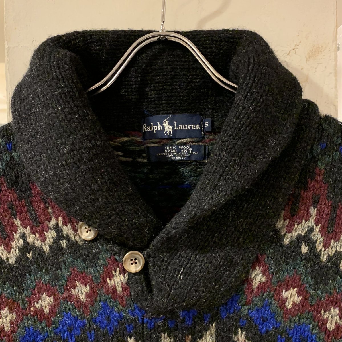 【希少モデル】ラルフローレン　サンダーバード柄　ショールカラーニット　XL POLO by Ralph Lauren ショールカラーニット ラルフローレン 雪柄 HAND
