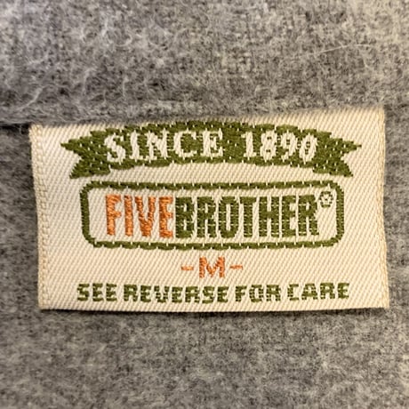 80s　FIVEBROTHER　L/S ネルシャツ　無地　グレー　コットンシャツ　ロングスリーブ　USA製　(S2527)