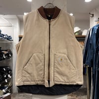 90s　carhartt　ダックベスト　ブラウン　カーハート　フェード　ビッグサイズ　USA製　雰囲気系　(S5424)
