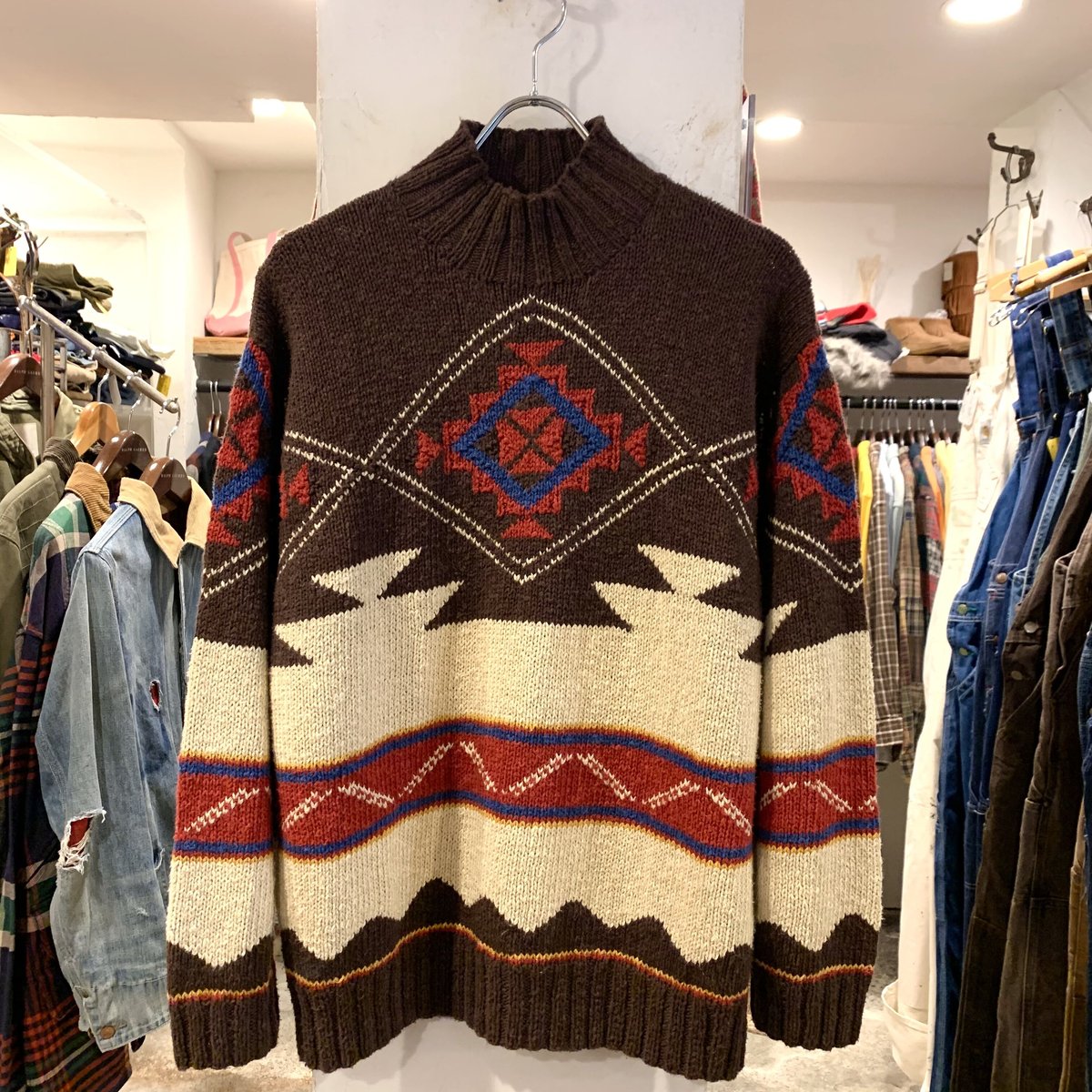 LAUREN Ralph Lauren ネイティブ柄 ニット リネン×コットン ハンド