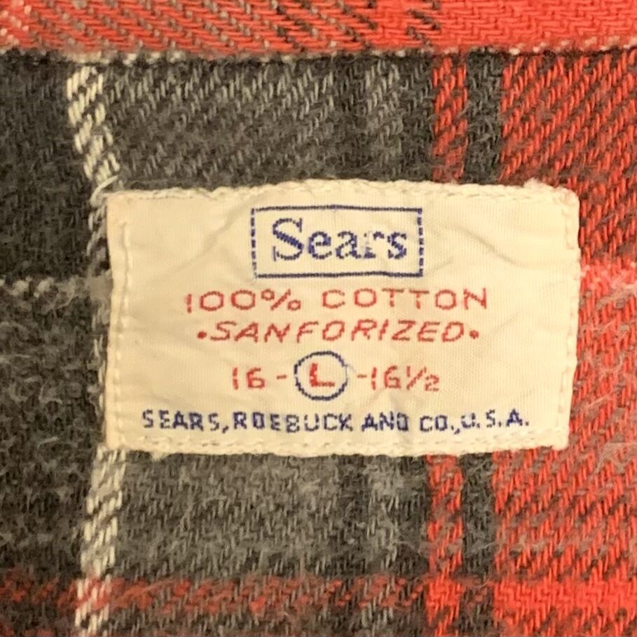60s Sears ヴィンテージネルシャツ マチ付き USA製 シアーズ ワーク