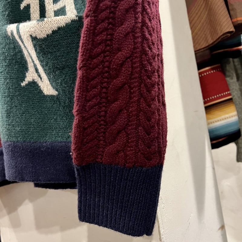 POLO RALPH LAUREN ショールカラーニットカーディガン パッチワーク