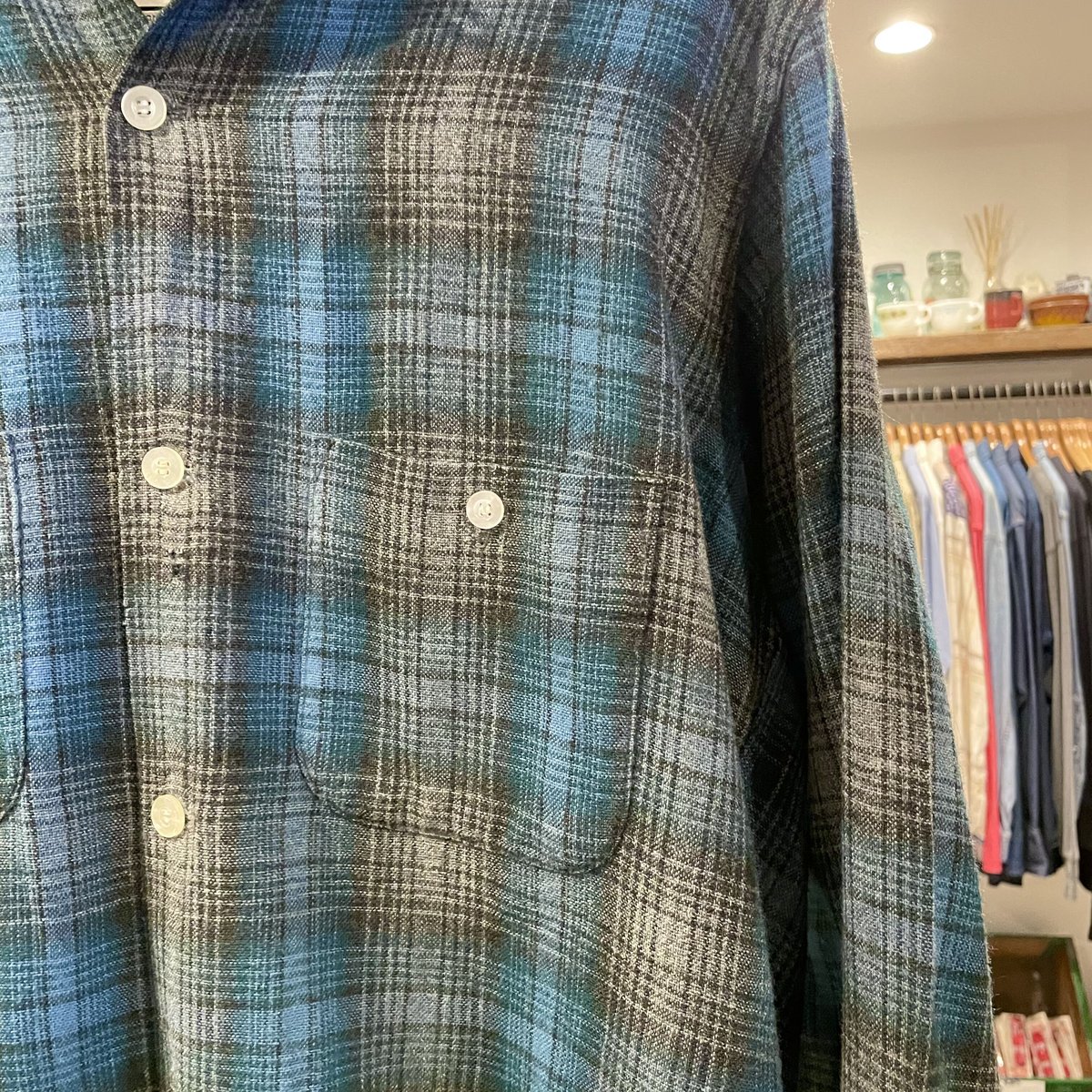 VAN HEUSEN 60s USA製 ウールxアクリル ボックスシャツ