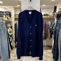 80s　IZOD LACOSTE　アクリルカーディガン　アイゾッドラコステ　USA製　ネイビー　DEADSTOCK　(S3535)