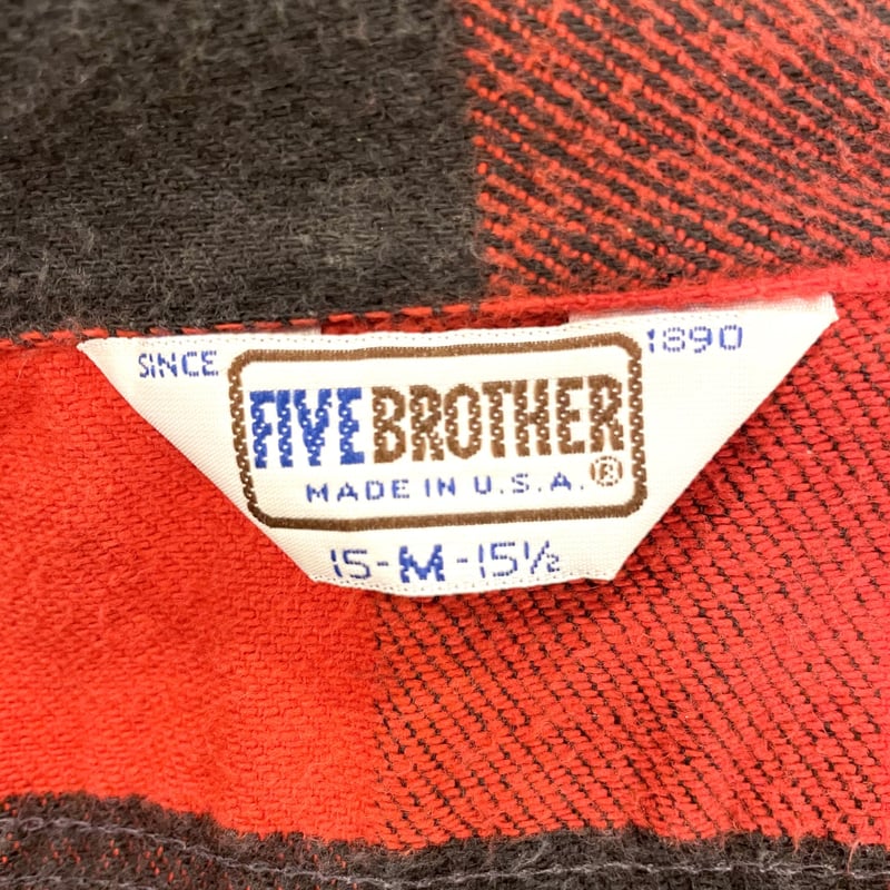 FIVE BROTHER 70s USA製 バッファローチェック 赤x黒 フランネル