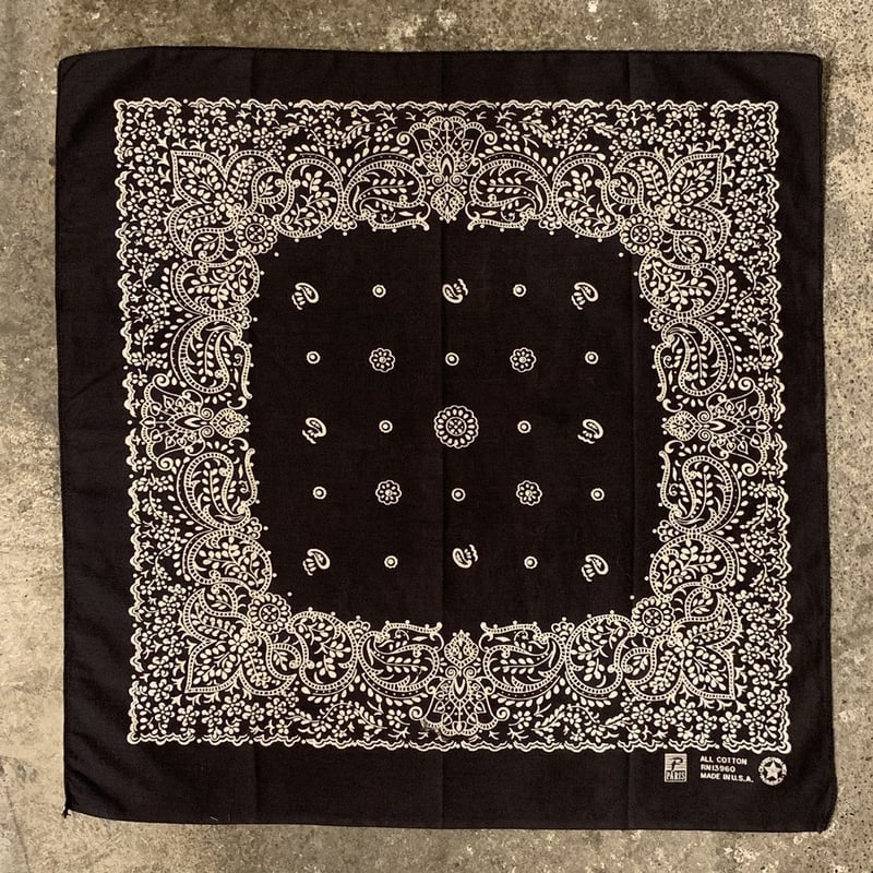希少 vintage バンダナ 黒 クロス柄 ブラック USA製 断捨離 希少vintage バンダナ黒クロス柄ブラックUSA製断捨離
