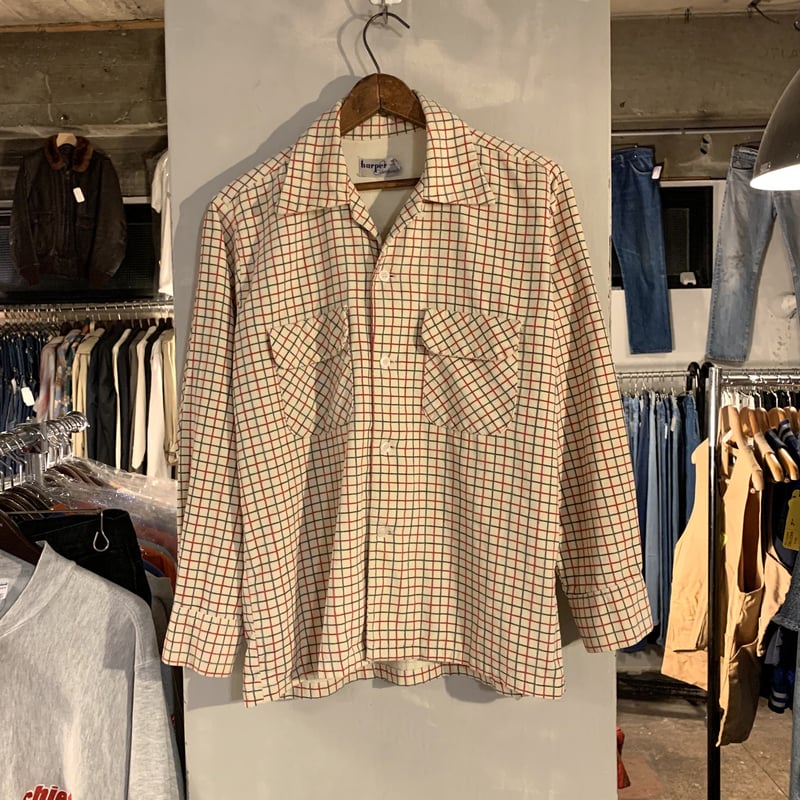 50s towncraft プリントコーデュロイ ブロックチェック シャツ 50s TOWNCRAFT プリント コーデュロイ シャツ | VOSTOK