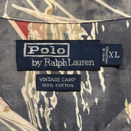 90s　Polo by Ralph Lauren　VITAGE CAMP　S/Sオープンカラーシャツ　ラルフローレン　Size XL　半袖ハワイアンシャツ　ヨット柄　(S4816)