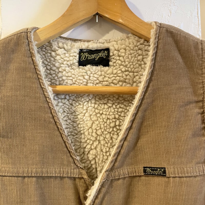 80s USA製 Wrangler コーデュロイボアベスト Wrangler ボアライナー コーデュロイベスト 80s USA製 ラングラー
