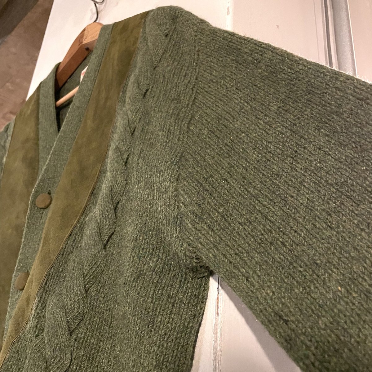 60s Glen Dee Vintage Wool Cardigan ウール × スウェード