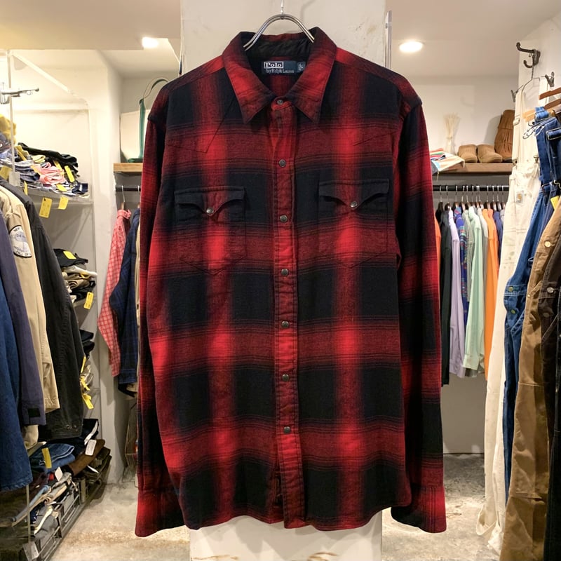 Polo by Ralph Lauren L/S ウエスタンシャツ オンブレチェック ラルフロ...