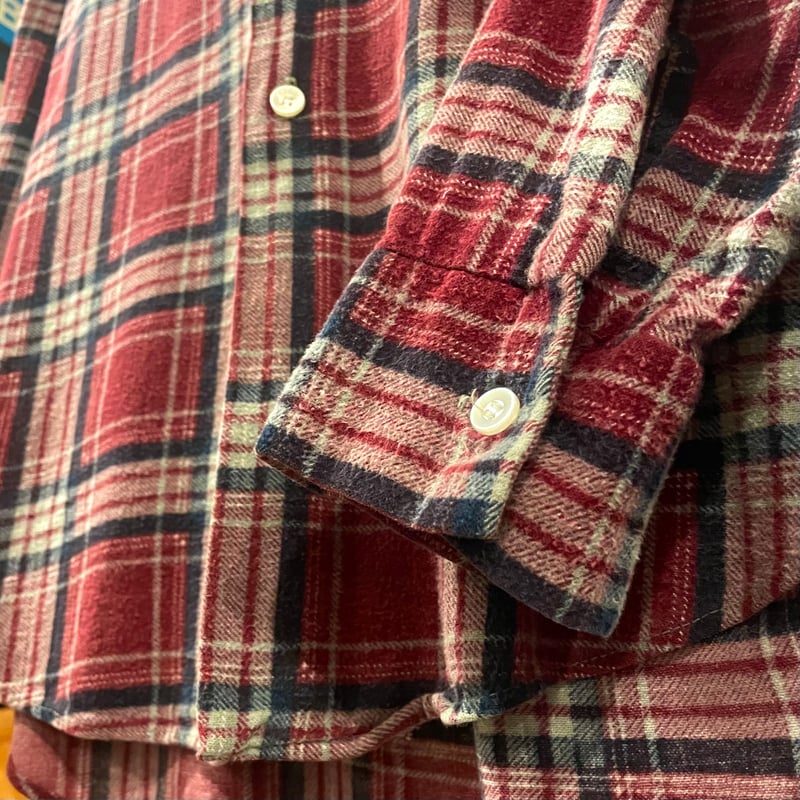 90s Sears L/S プリントネルシャツ Size M 15-15½ コットンシャツ シ