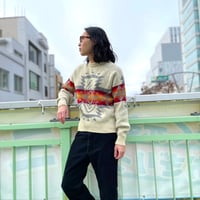 70s　Pendleton　ネイティブ柄ニット　ペンドルトン　WOOL 100％　Size L　USA製　(S3924)