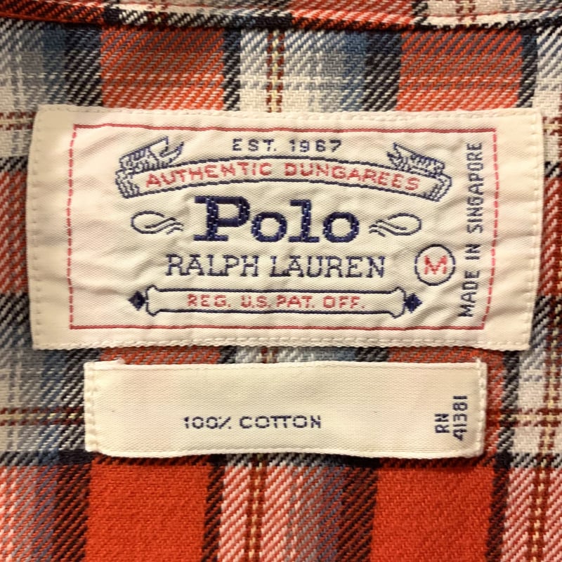 80s Polo RALPH LAUREN ウエスタンシャツ チェック柄 白タグ