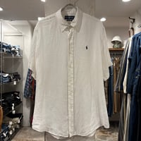 Ralph Lauren　S/S リネンシャツ　CUSTOM FIT　Size XL　ラルフローレン　ボタンダウンシャツ　(S5604)