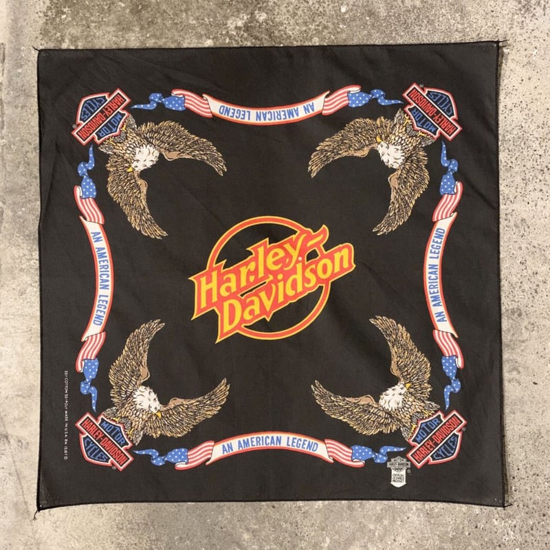 Bandana HARLEY DAVIDSON ヴィンテージバンダナ USA製 ハーレーダビッ...