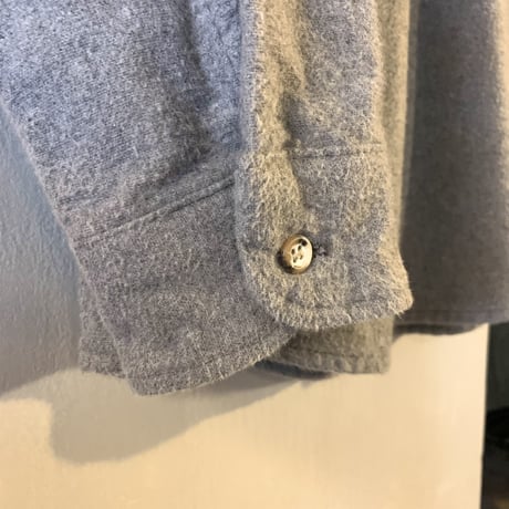 80s　FIVEBROTHER　L/S ネルシャツ　無地　グレー　コットンシャツ　ロングスリーブ　USA製　(S2527)