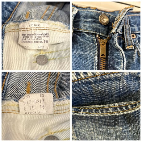 Levi’s 517　66モデル　single　脇割り　ボタン裏16　SCOVILLジッパー　ブーツカット　1975年　(S0861)