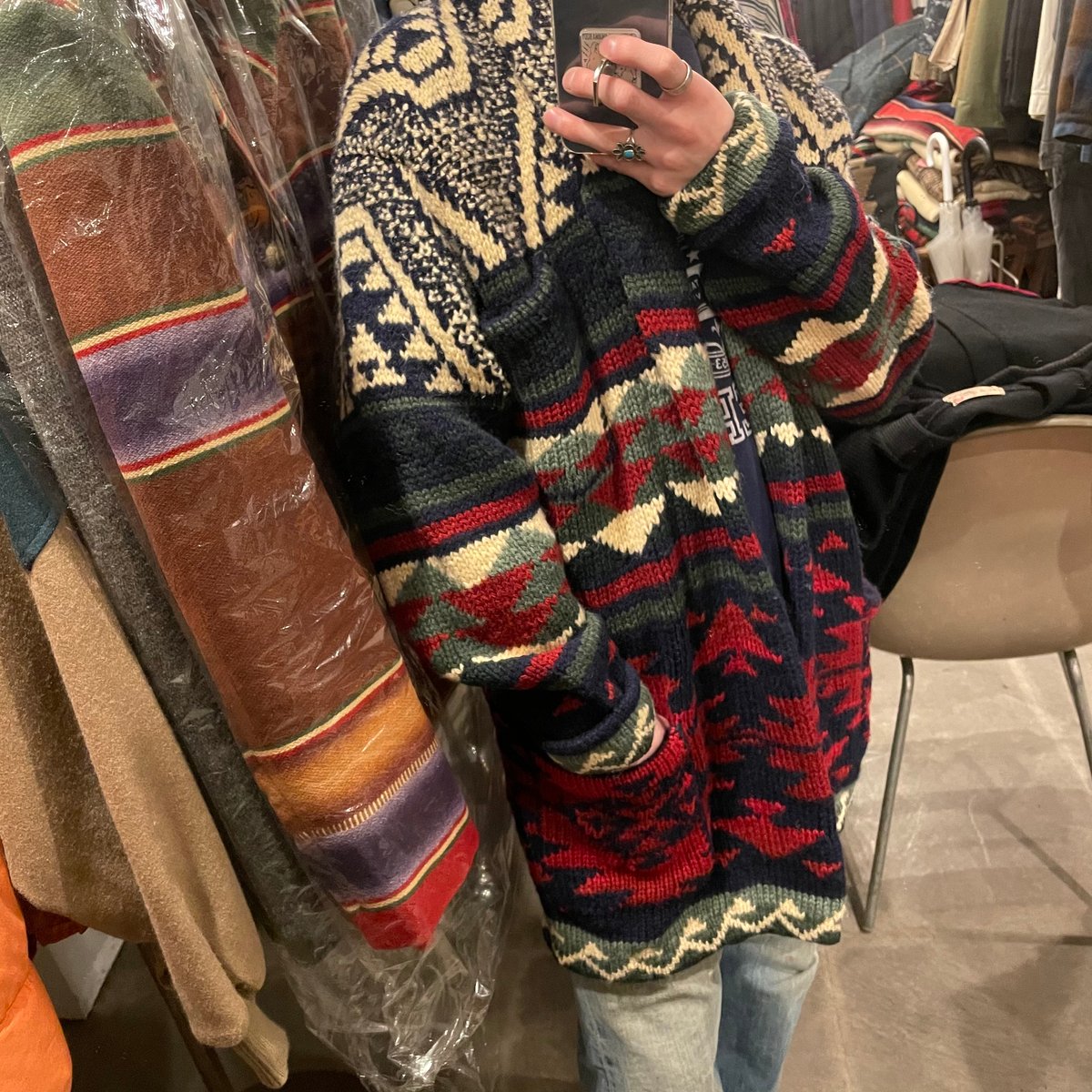 RALPH LAUREN COUNTRY 90s ネイティブ柄 ショールカラー RALPH LAUREN COUNTRY 90s ネイティブ柄 ショールカラー