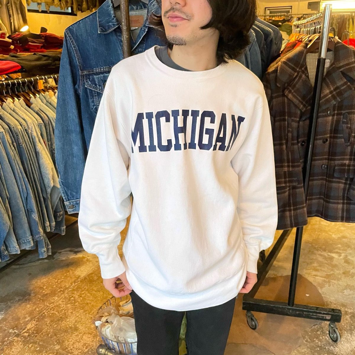 80s Champion Reverse Weave リバースウィーブ MICHIGAN 白色