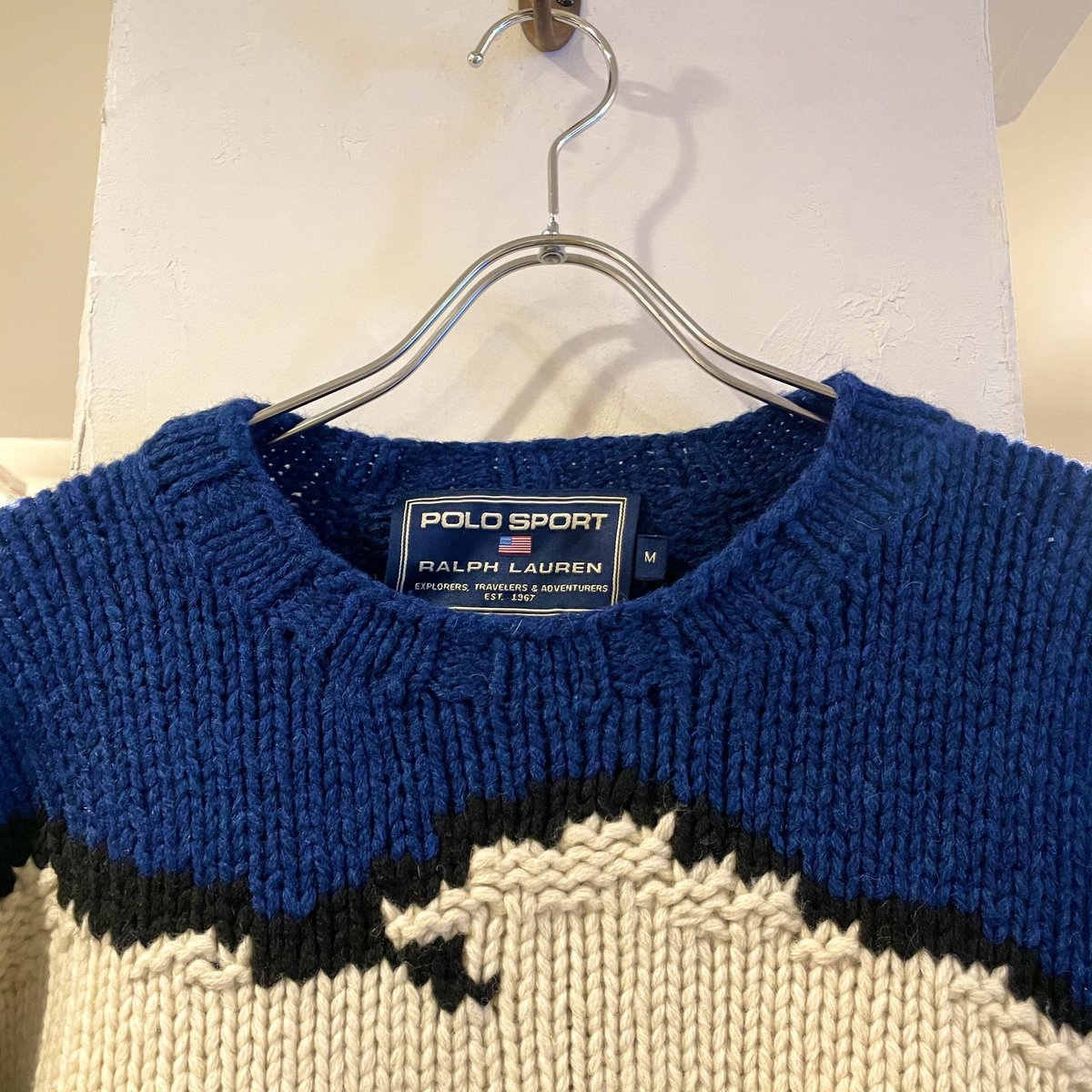 POLO SPORT スキー柄 ウールセーター ハンドニット ポロスポーツ