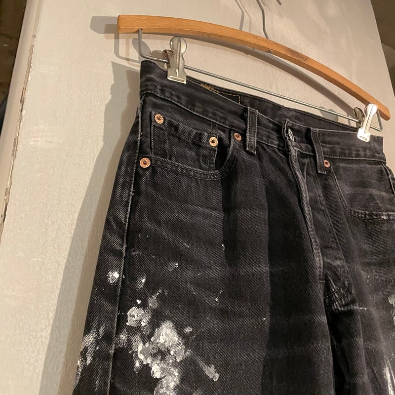 90s Levi's 501 後染めブラックデニム パンツ 27×30 USA製 FOR WO