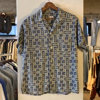 60s　FRUIT OF THE LOOM　S/S オープンカラーシャツ　ボックスシルエット　総柄　コットンシャツ　(S2117)