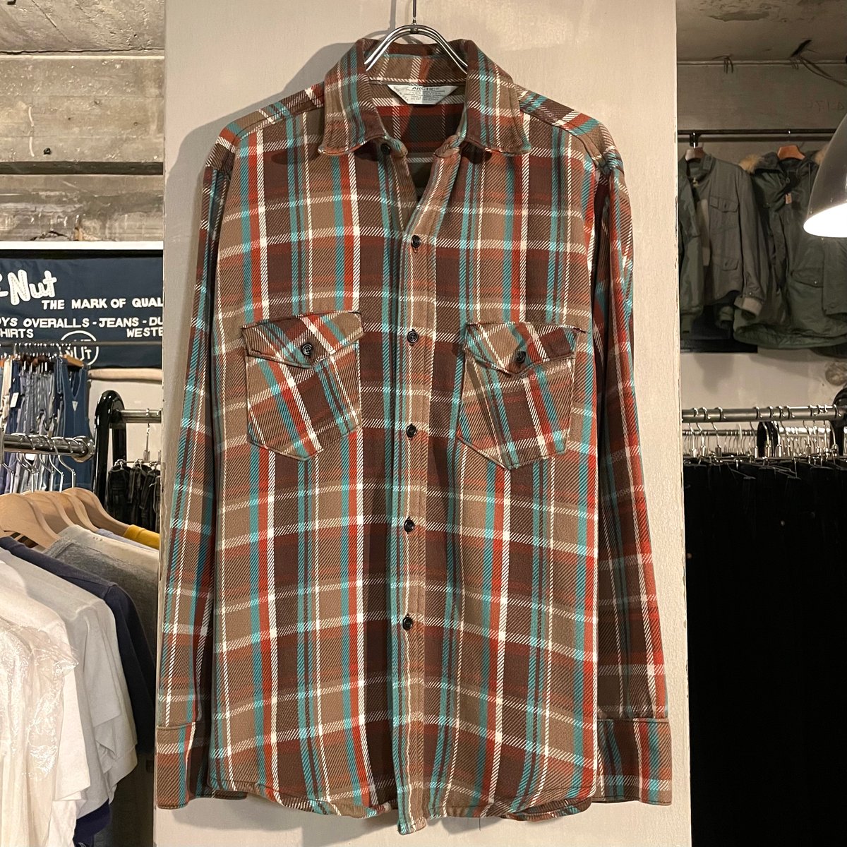 70s ARCTIC L/S ネルシャツ USA製 Size M コットンシャツ (S4432