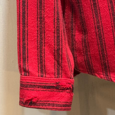 80s　ST JOHN’S BAY　BIG MAC　L/S ネルシャツ　USA製　Size L　セントジョンズベイ　ストライプ　コットンシャツ　(S5191)