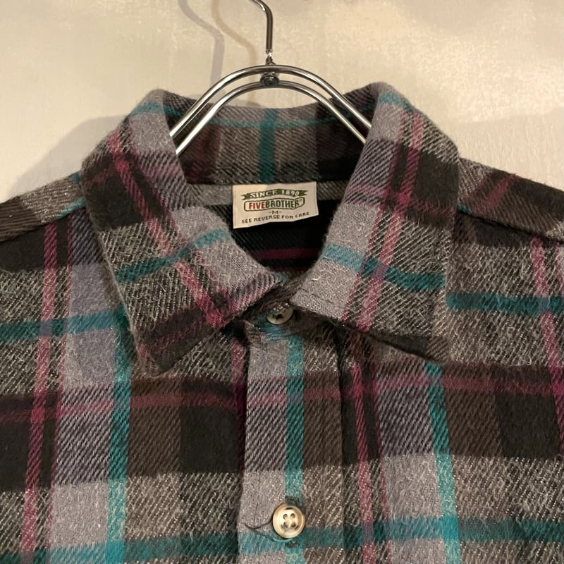 80s FIVE BROTHER ネルシャツ USA製 ファイブブラザー コットンシャツ