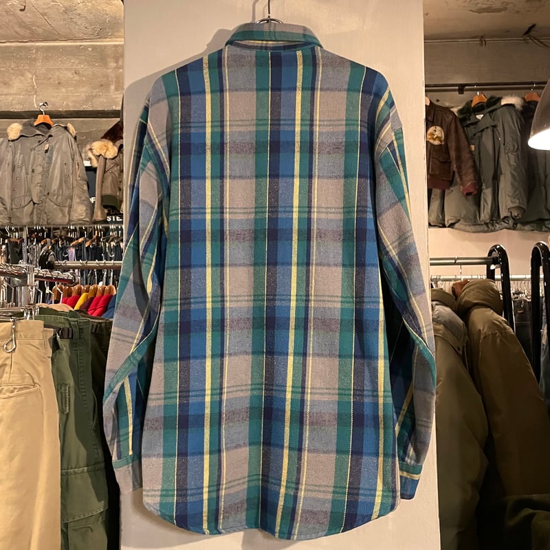 80s ST JOHN'S BAY L/S ネルシャツ USA製 Size L コットンシャツ