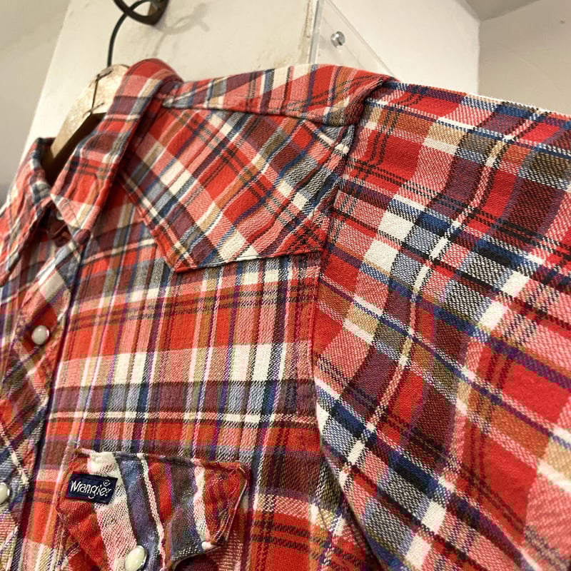 レア　80s ラングラー　チェックシャツ　Made in USA 80s Wrangler L/S ウエスタンシャツ チェック柄 USA製 80年代