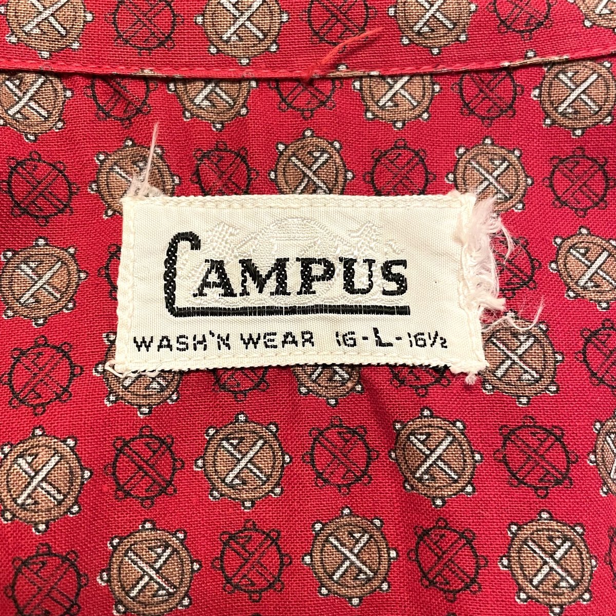 60s CAMPUS Vintage Shirt コットンシャツ USA製 総柄 ボックスシル...