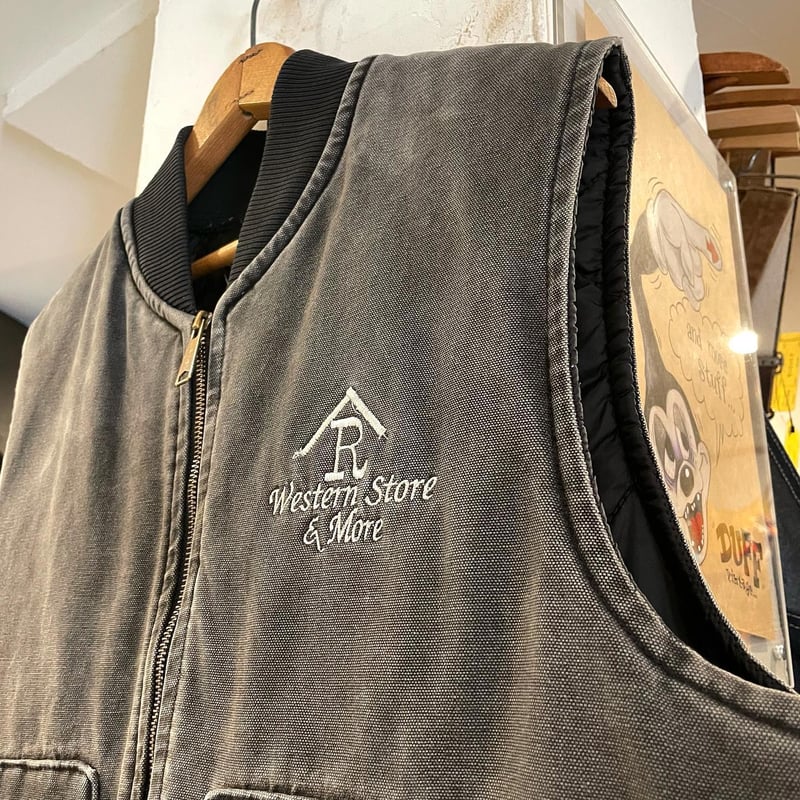 90s Carhartt ダック地ベスト USA製 カーハート ブラック (S1428 90s Carhartt ダック地ベスト USA製 カーハート ブラック (S1428
