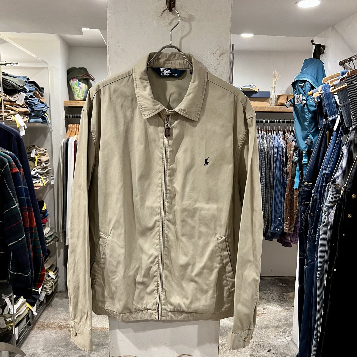 ポロラルフローレン スイングトップ ベージュ L 90s Polo Ralph Lauren スウィングトップ ラルフローレン ベージュ XL