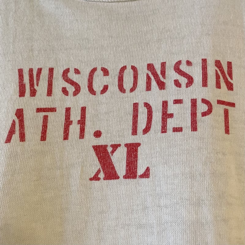 80s Champion S/S ヴィンテージTシャツ WISCONSIN 染み込みプリント