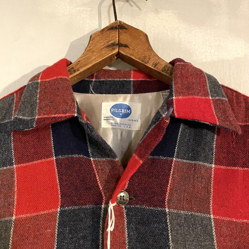 50s PILGRIM Vintage Wool Shirt DEAD STOCK オープンカ