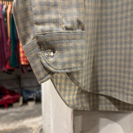 70s　PENDLETON　L/S ウールシャツ　Size M　USA製　ペンドルトン　水色×白　(S4527)