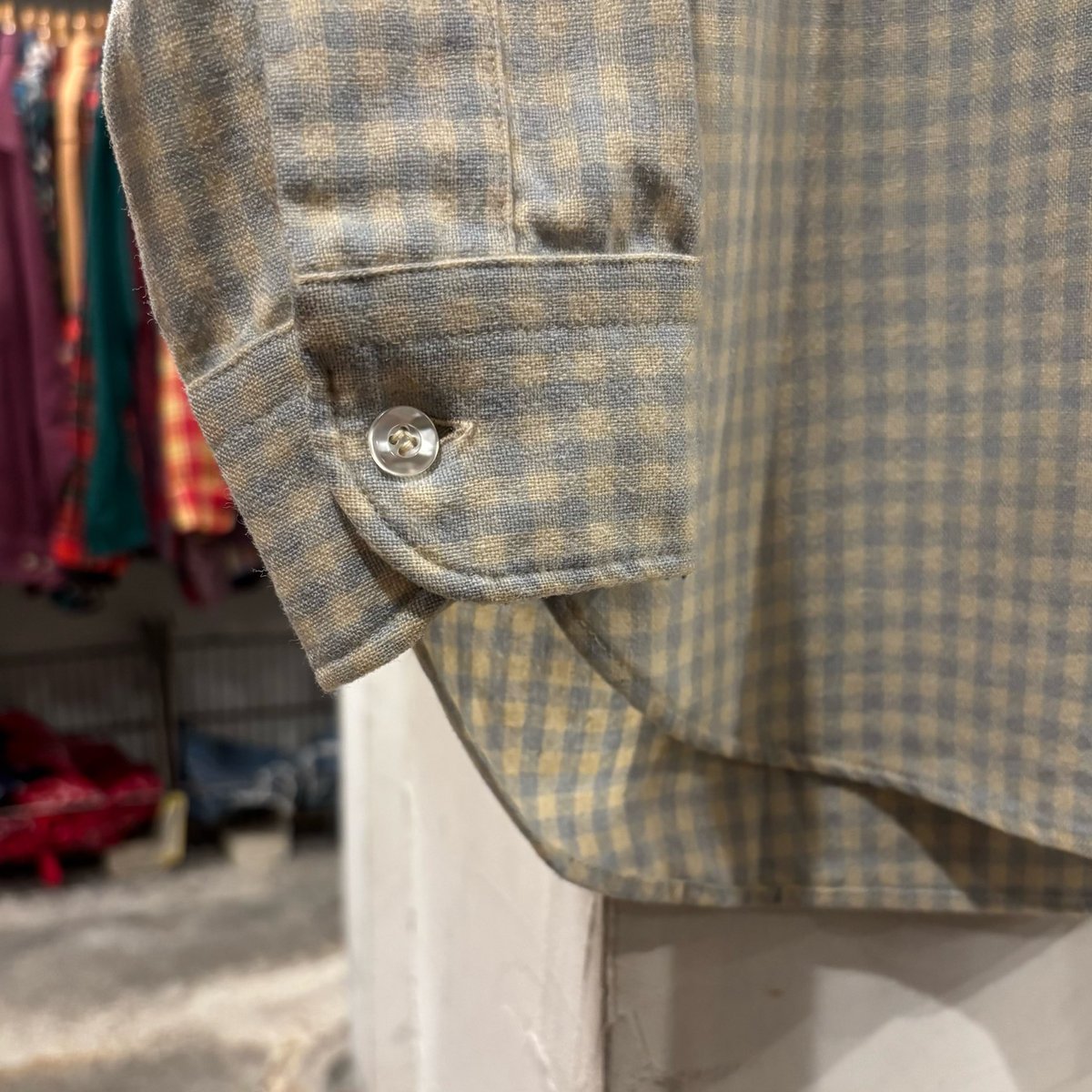 70s PENDLETON L/S ウールシャツ Size M USA製 ペンドルトン 水色×