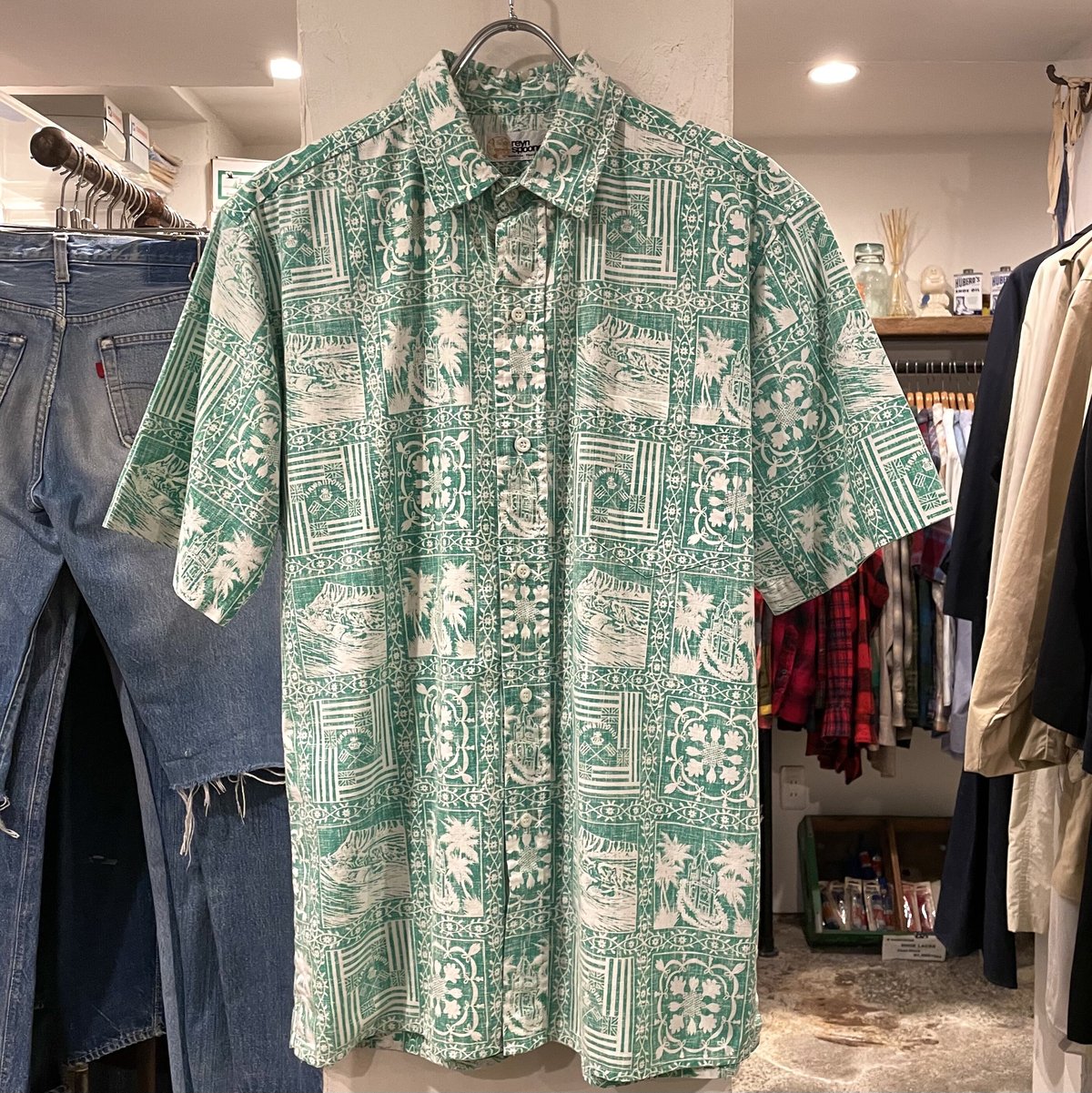 reyn spooner ハワイアンシャツ 乳首無しタグ 80s レインスプーナー