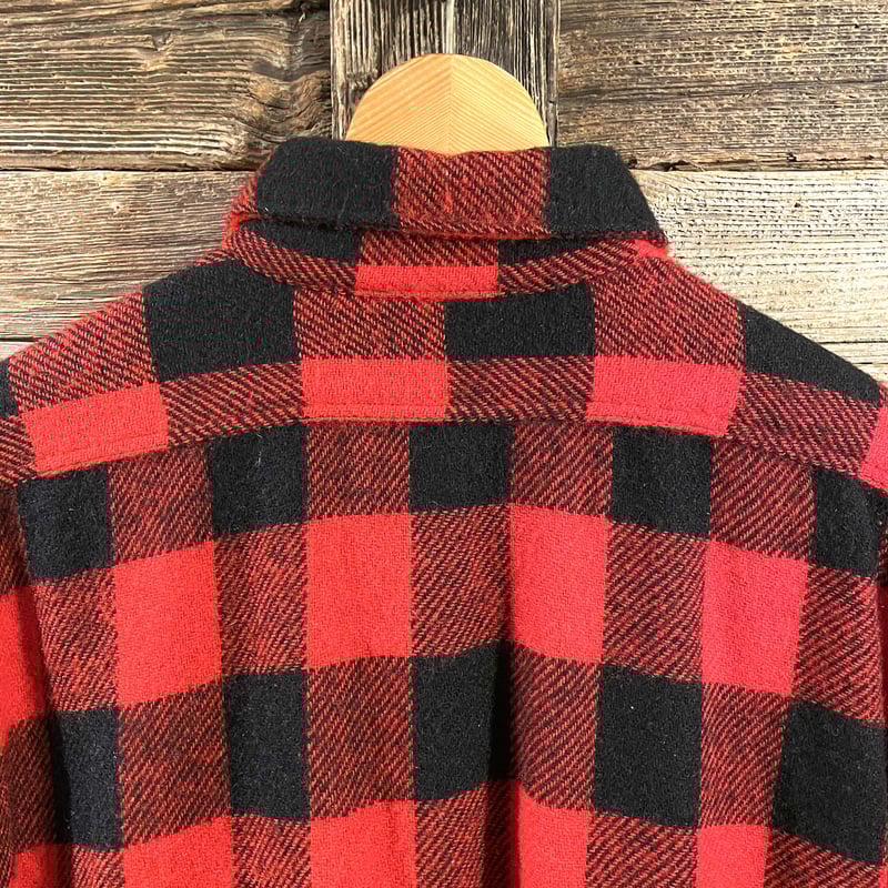 Sears 60s USA製 ウールシャツ マチ付き バッファローチェック 赤x黒