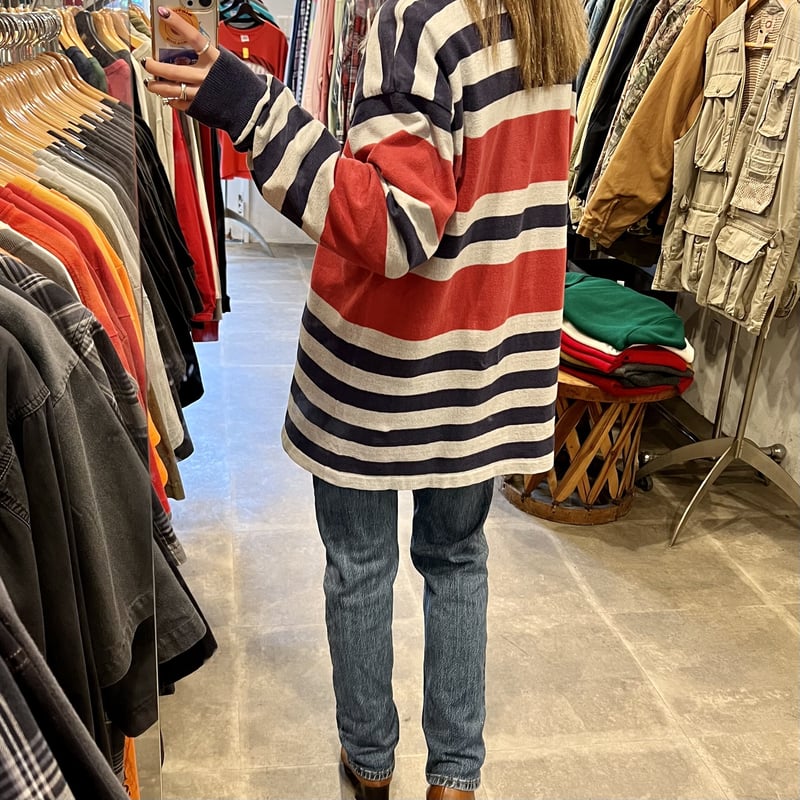 90s LLBean ラガーシャツ エルエルビーン ボーダー柄 USA製 (S3507) |